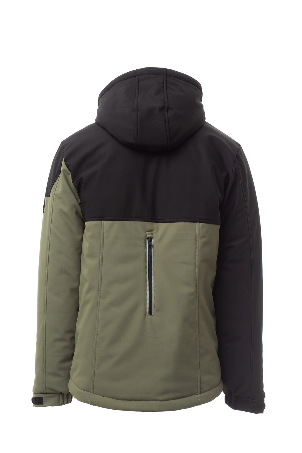 Herren Winterjacke aus Softshell mit abtrennbarer Kapuze in Olivgrün