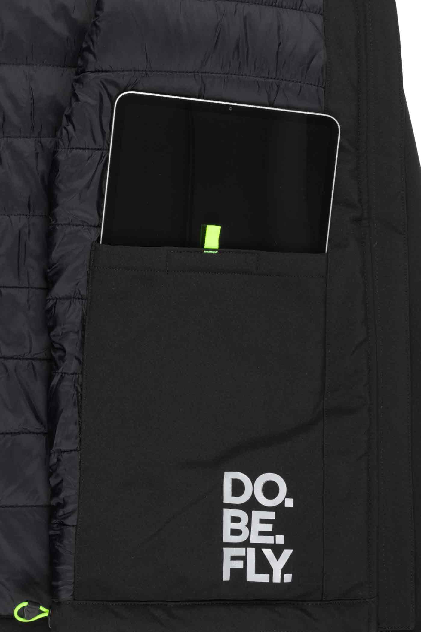 Herren Winterjacke Tabletfach innen in Schwarz