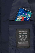 Herren Winterjacke Tablettasche innen mit Klettverschluss in Dunkelblau