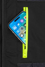 Herren Winterjacke Innentasche mit Reißverschluss für Handy in Schwarz