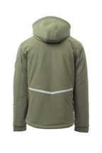 Herren Winterjacke aus Softshell mit Kapuze in Olivgrün