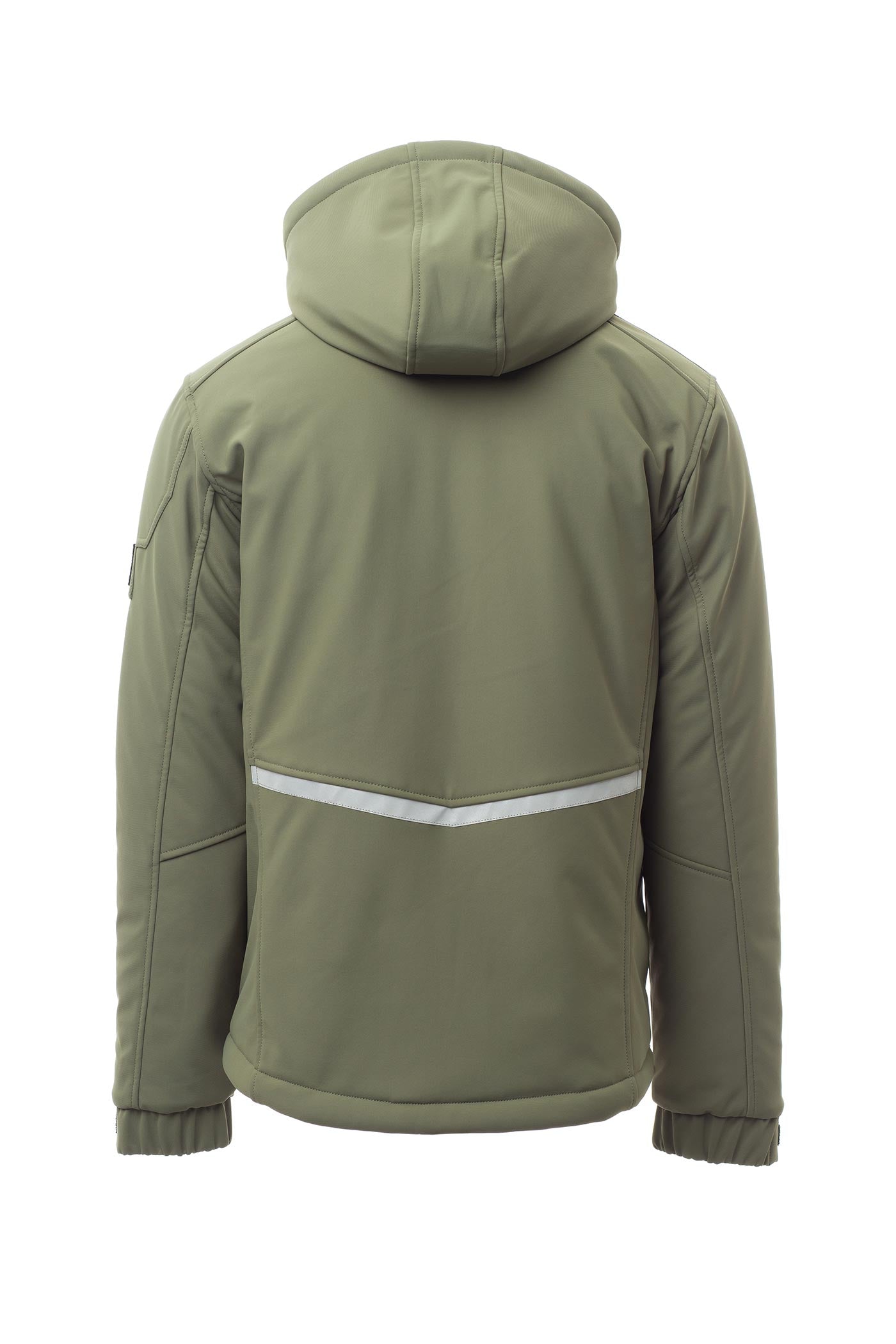Herren Winterjacke aus Softshell mit Kapuze in Olivgrün