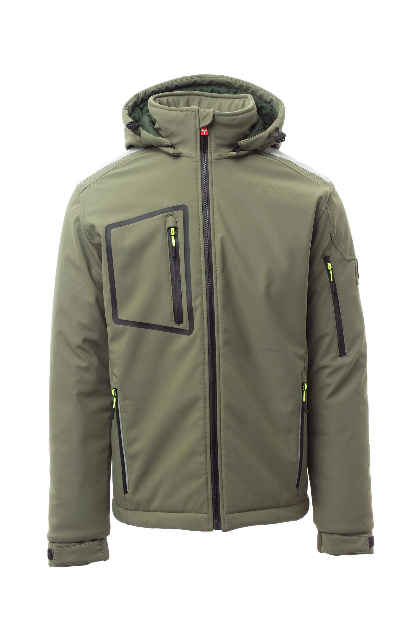 Herren Winterjacke mit vielen Taschen und Stehkragen in Olivgrün