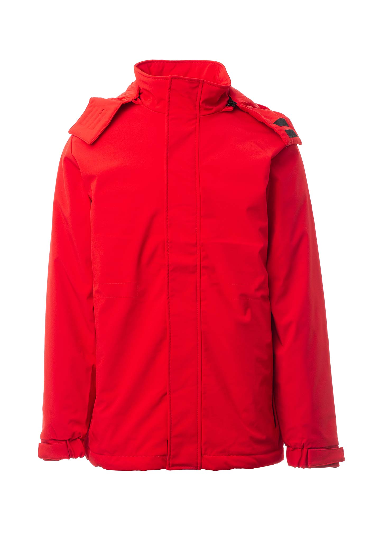 Herren Winterjacke mit Kapuze, Reißverschluss und Klettverschluss in Rot
