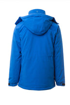 Herren Winterjacke Softshell Rückseite mit Kapuze in Blau