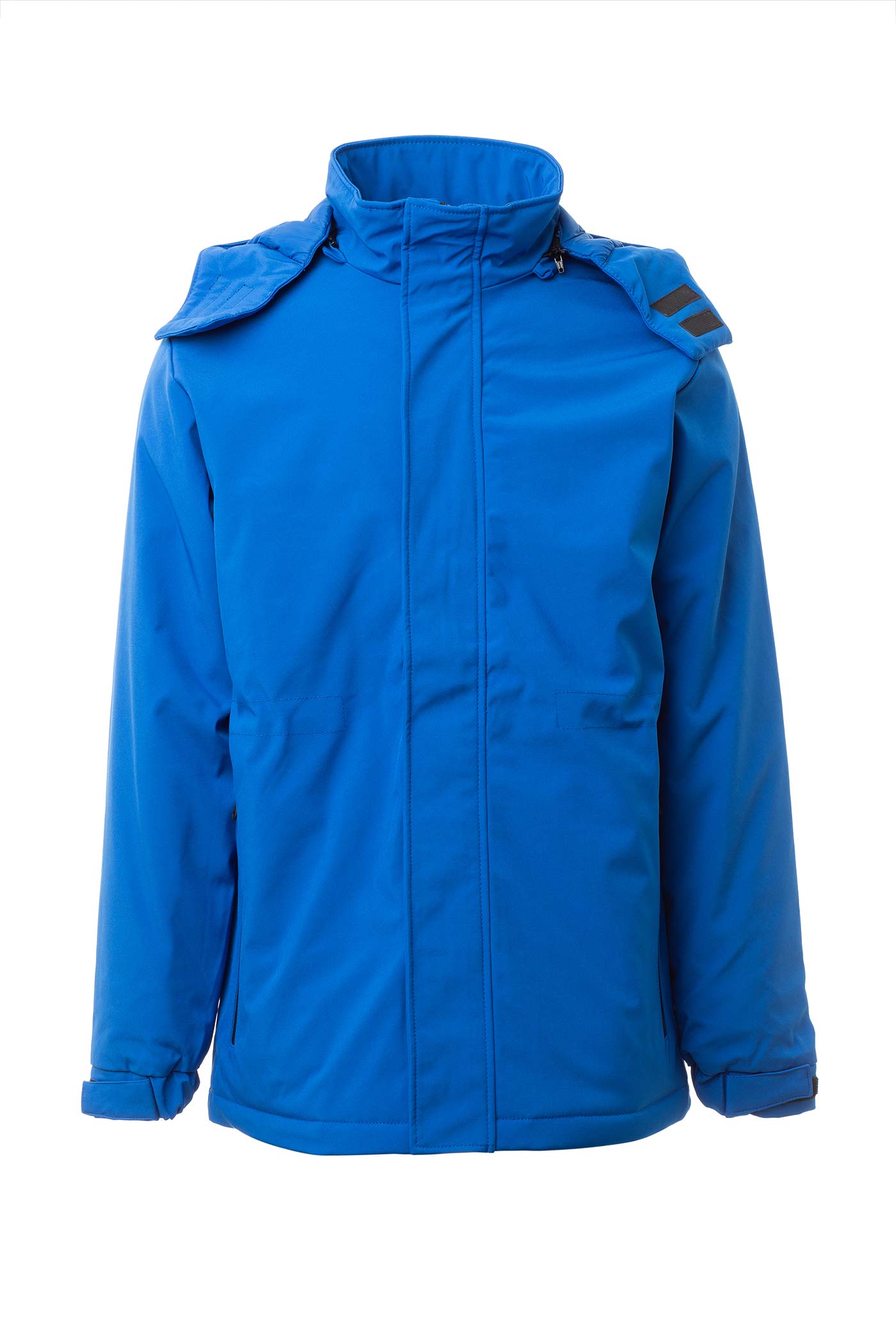 Herren Winterjacke mit Kapuze, Reißverschluss und Klettverschluss in Blau