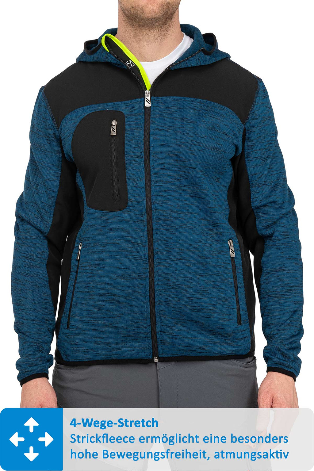 Herren Softshelljacke mit funktionalen Taschen in Blau