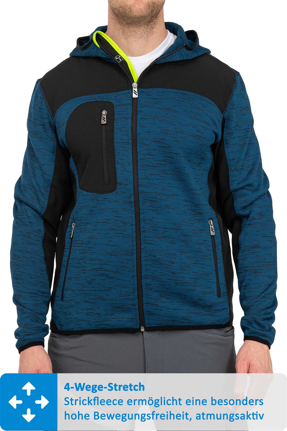 Herren Softshelljacke mit funktionalen Taschen in Blau