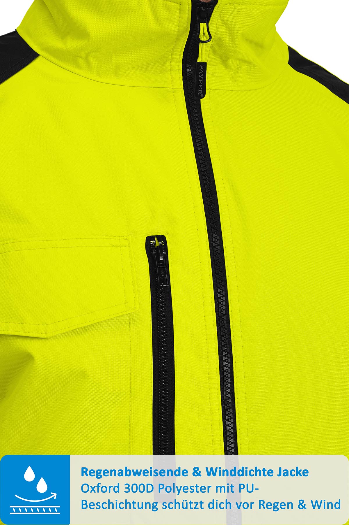 Warnschutzjacke Herren mit Stehkragen in Gelb