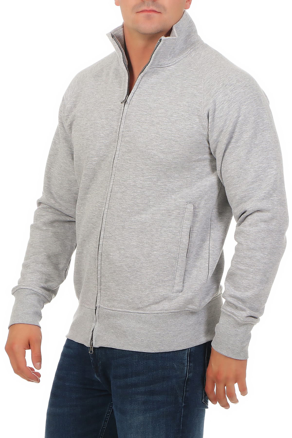 Sweatjacke für Männer Basic in Grau meliert