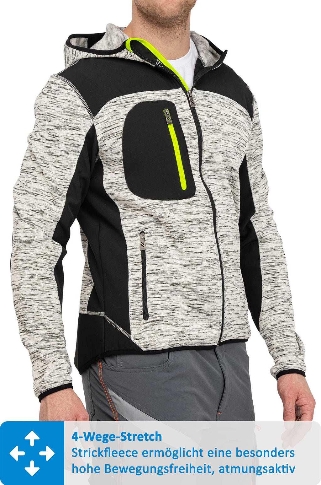 Herren Softshelljacke mit funktionalen Taschen in Grau
