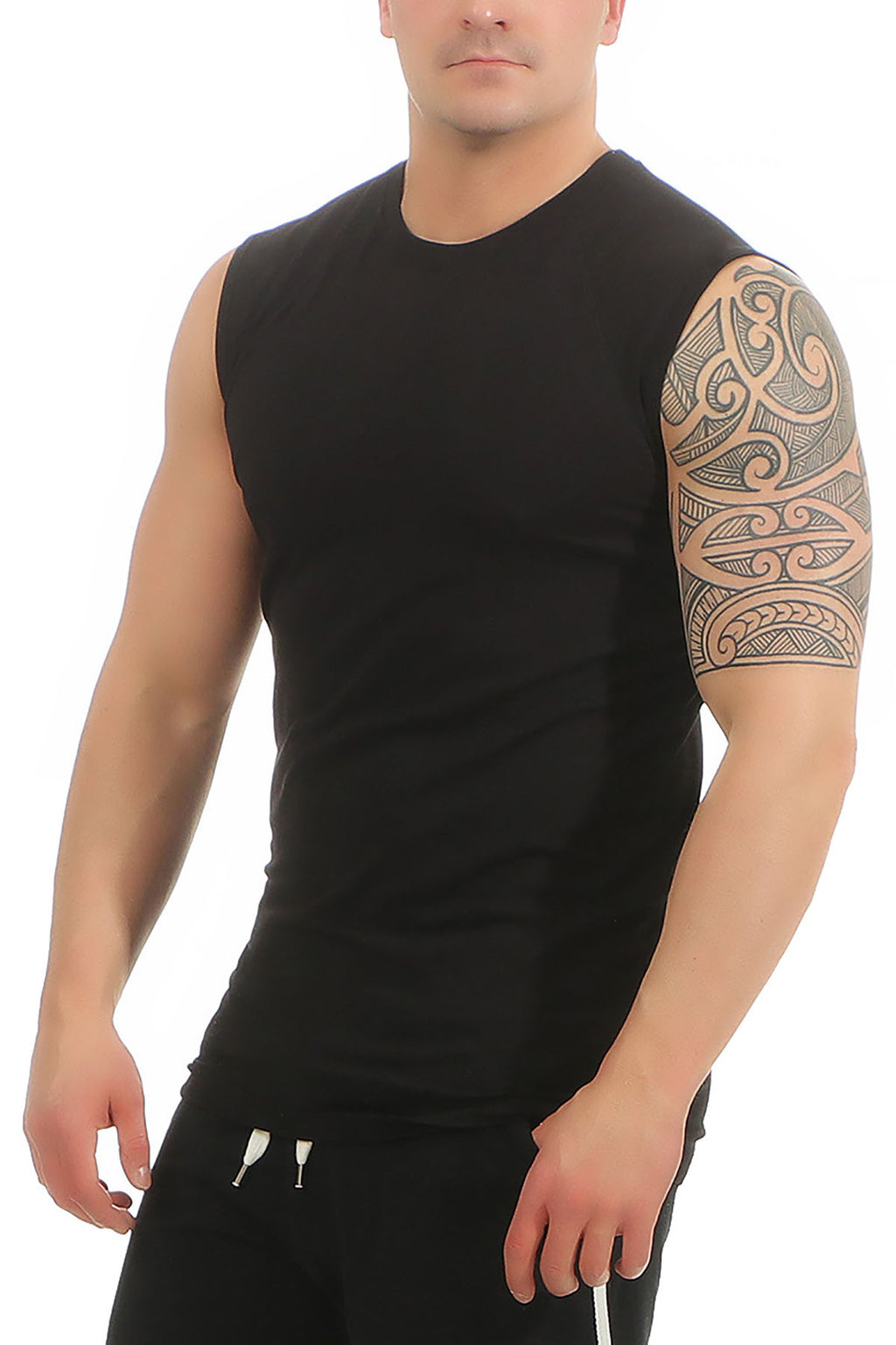 guenstiges T-Shirt ohne Aermel fuer Maenner in Schwarz