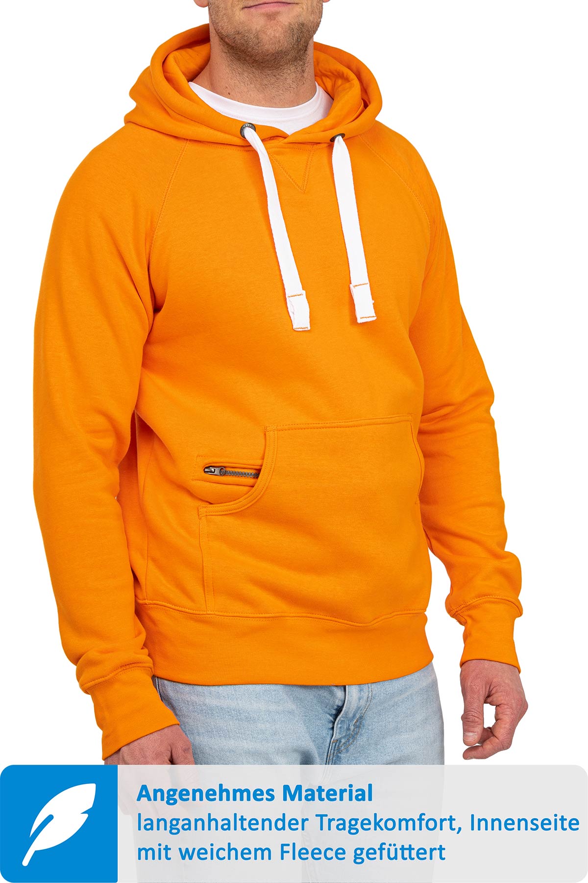 Hoodie für Männer mit Fronttasche in Orange
