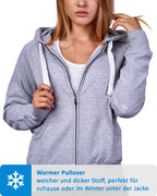 Damen Sweatjacke mit praktischen Seitentaschen in Grau meliert