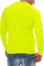 Herren Pullover aus Baumwollmischung Basic in Neongelb