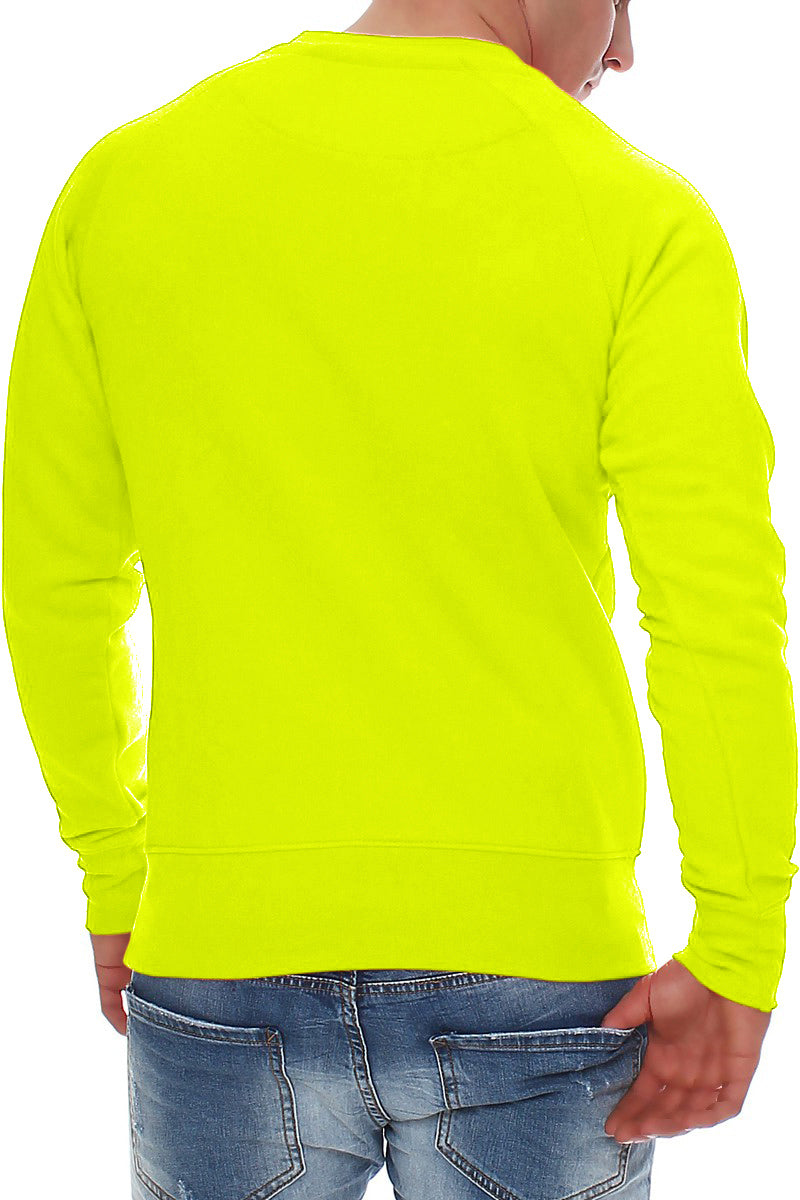 Herren Pullover aus Baumwollmischung Basic in Neongelb