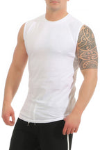 guenstiges T-Shirt ohne Aermel fuer Maenner in Weiß