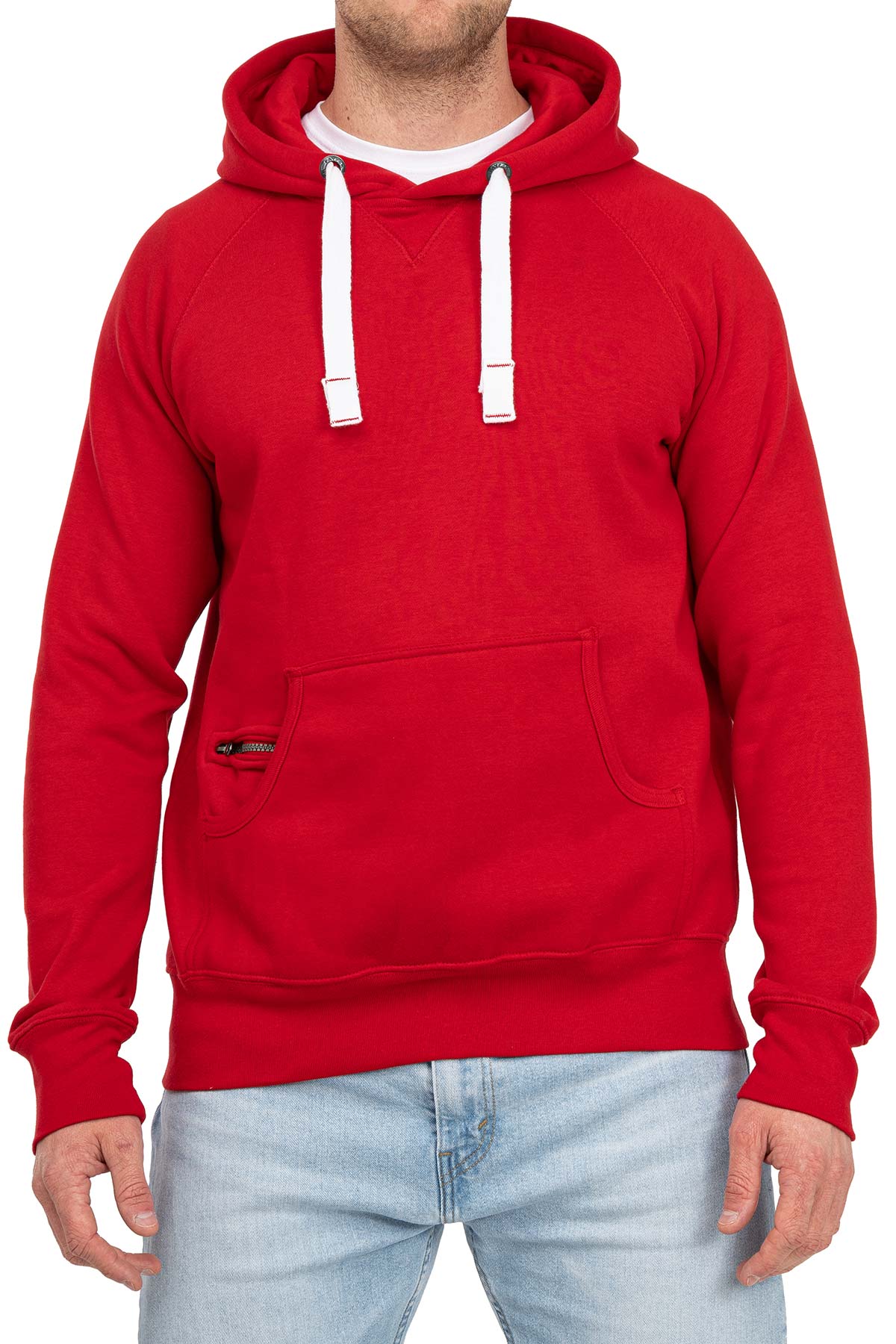 Herren Kapuzenpullover Basic in Rot