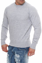 Basic Pullover für Männer Alltagssweatshirt in Grau meliert