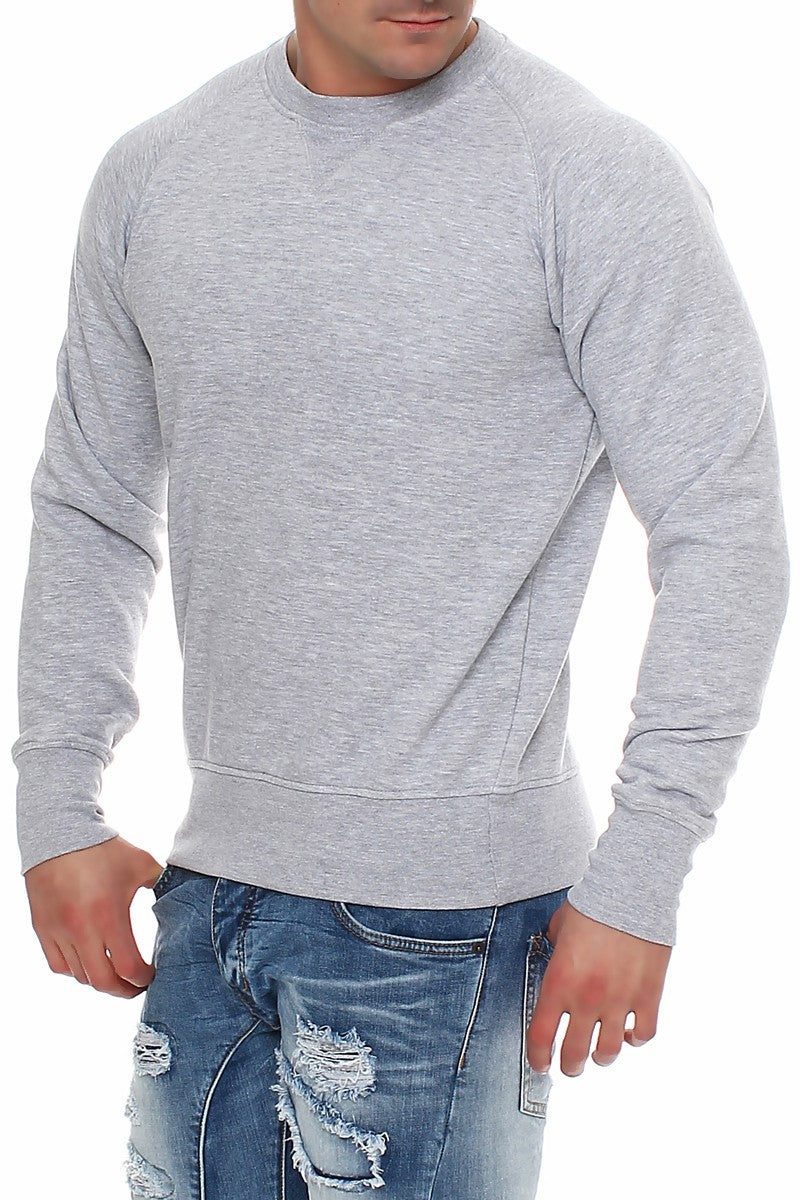 Basic Pullover für Männer Alltagssweatshirt in Grau meliert