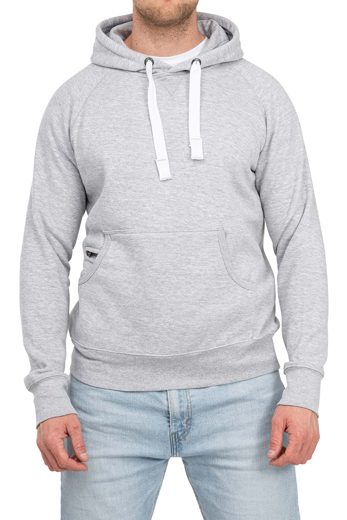 Herren Kapuzenpullover Basic in Grau meliert