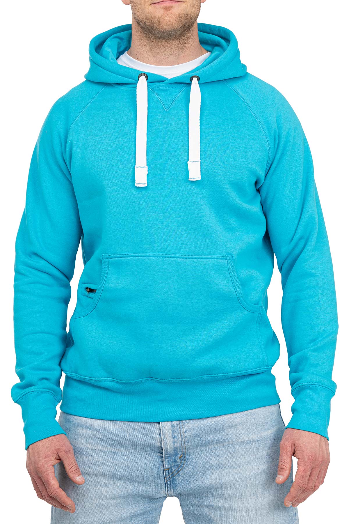 Herren Kapuzenpullover Basic in Türkis