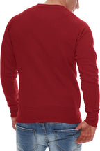 Herren Pullover aus Baumwollmischung Basic in Bordeaux