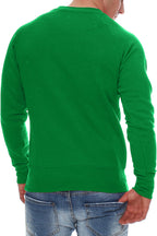 Herren Pullover aus Baumwollmischung Basic in Gelbgrün