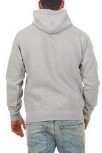 hochwertiger Pullover mit Kapuze für Herren in Grau meliert