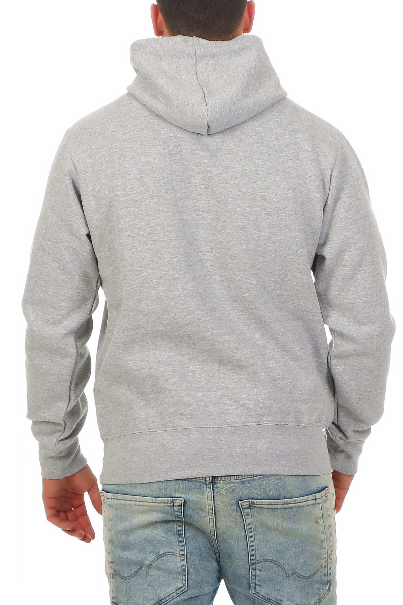 hochwertiger Pullover mit Kapuze für Herren in Grau meliert