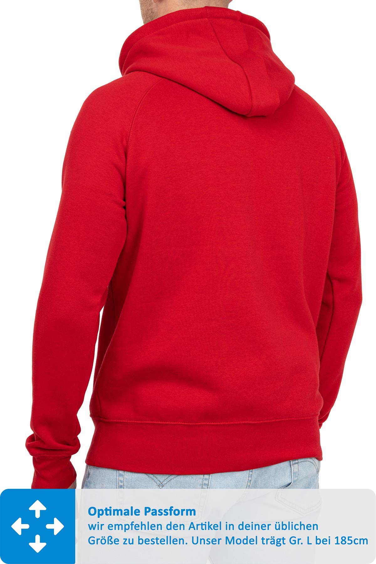 klassischer Kapuzenpullover mit gutem Schnitt in Rot