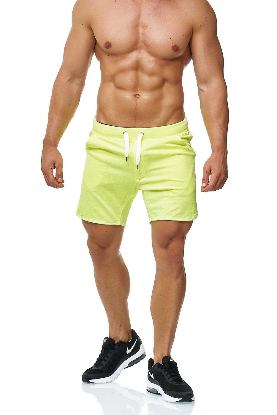 Sportliche Shorts für Männer mit Bendel in Neongelb