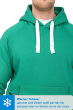 Kapuzensweatshirt mit breiten Bändeln in Smaragdgrün