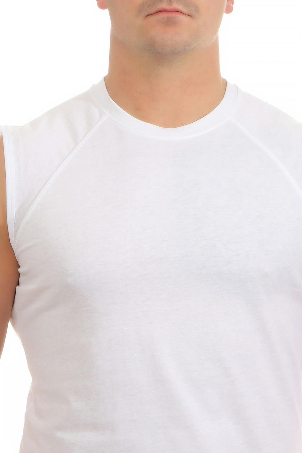 Tanktop aus Baumwolle mit Rundhalsausschnitt fuer Herren in Weiß