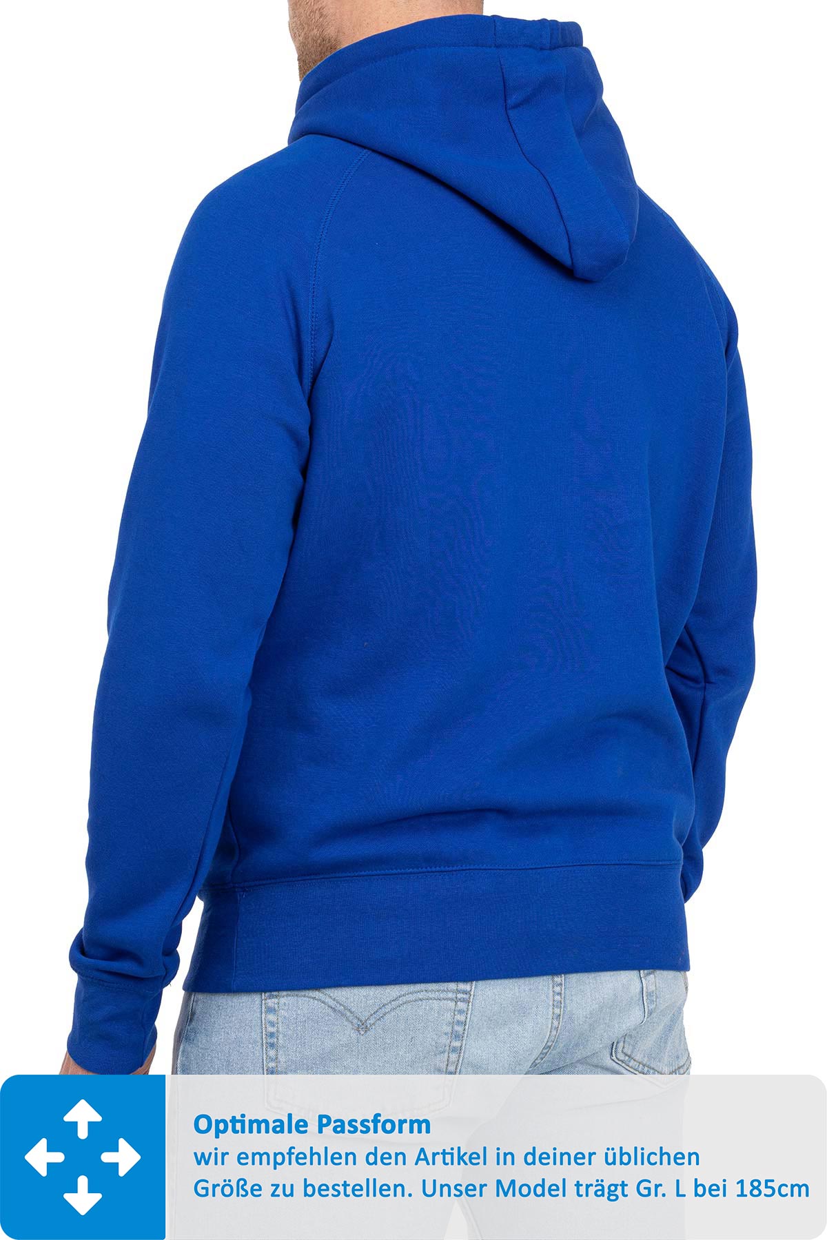 klassischer Kapuzenpullover mit gutem Schnitt in Blau