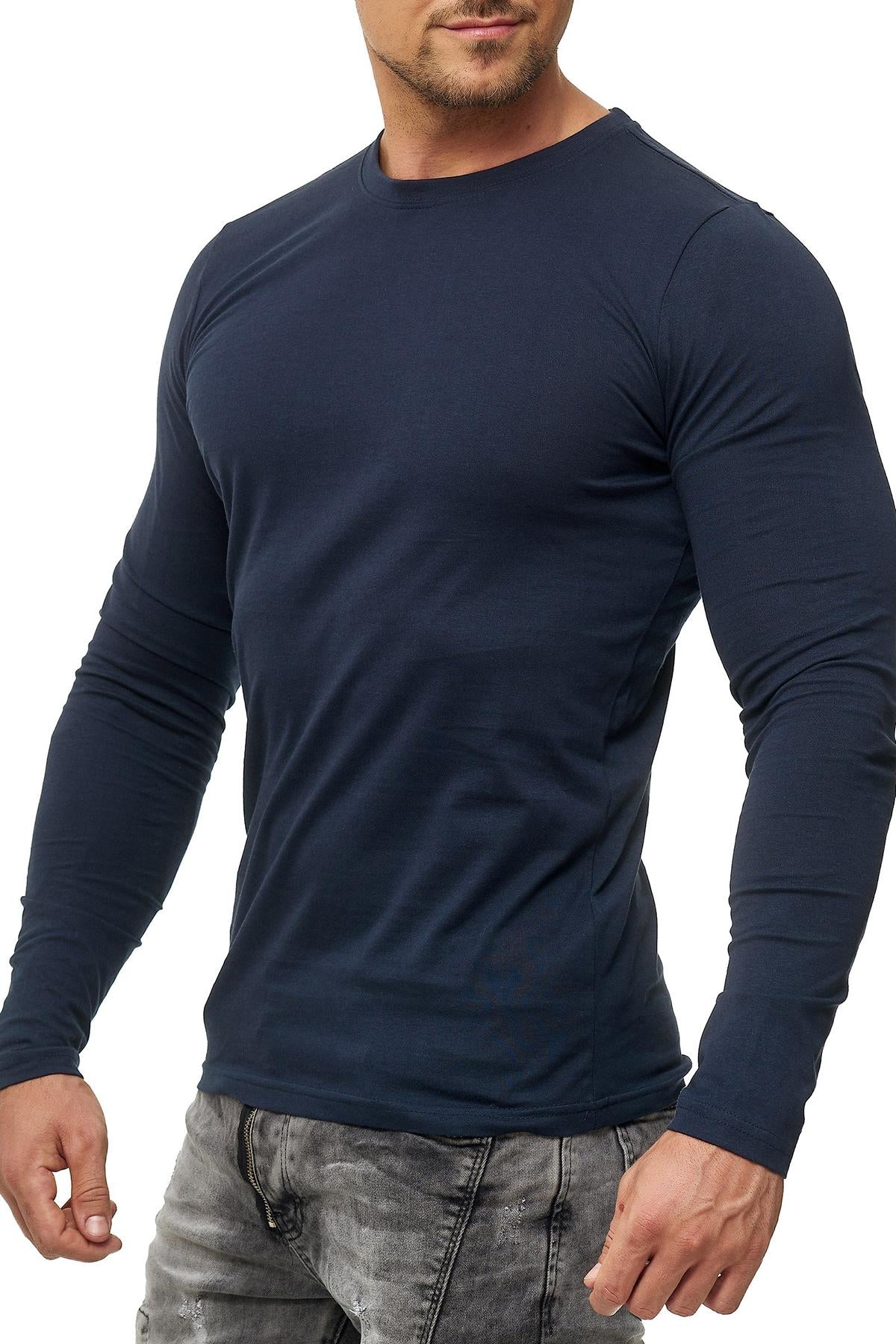 Herren Langarmshirt 3er Pack Baumwolle – Pineta