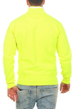 Herren Sweatjacke mit Feinripp an Taille und Ärmeln in Neongelb