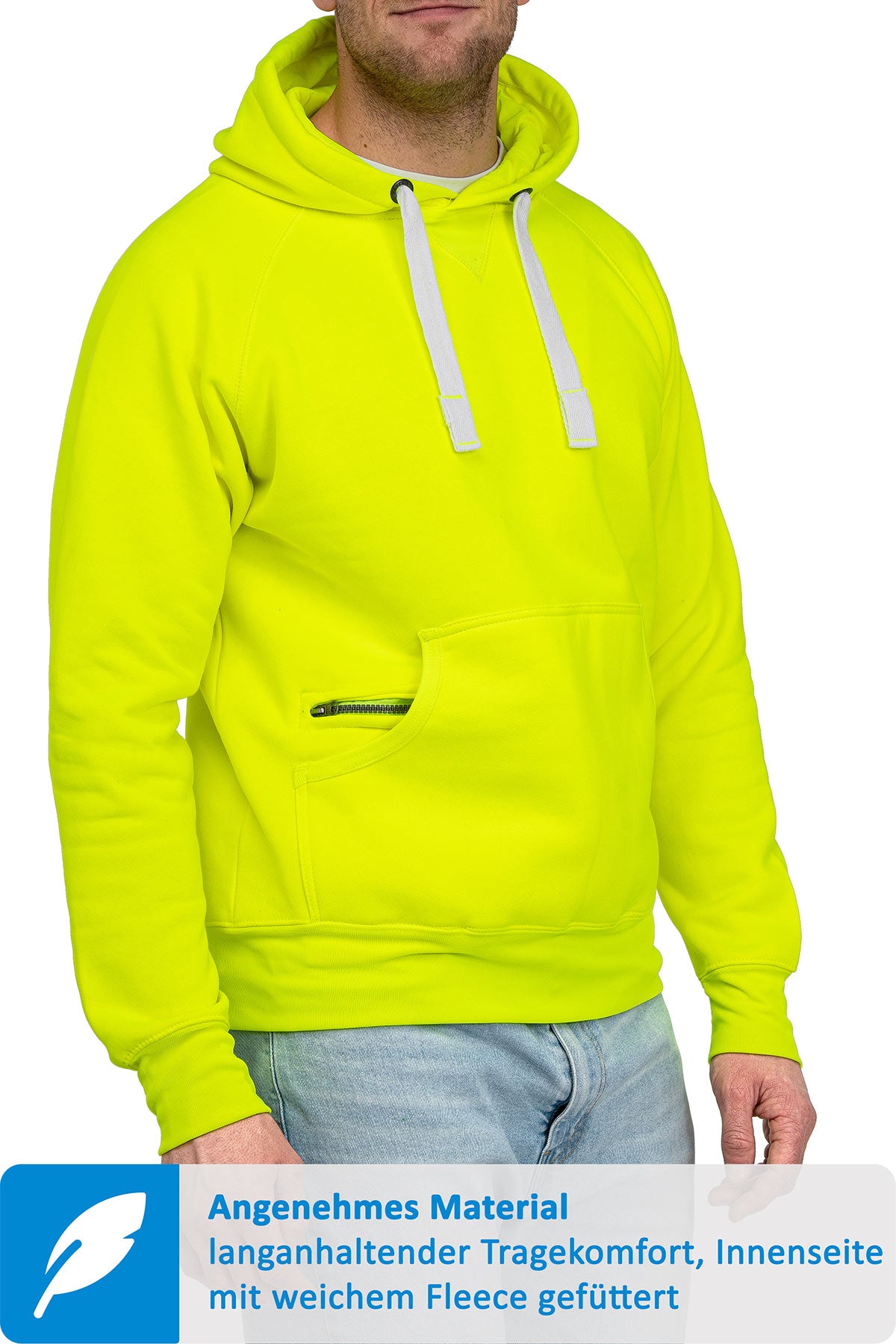 Hoodie für Männer mit Fronttasche in Neongelb