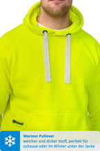 Kapuzensweatshirt mit breiten Bändeln in Neongelb