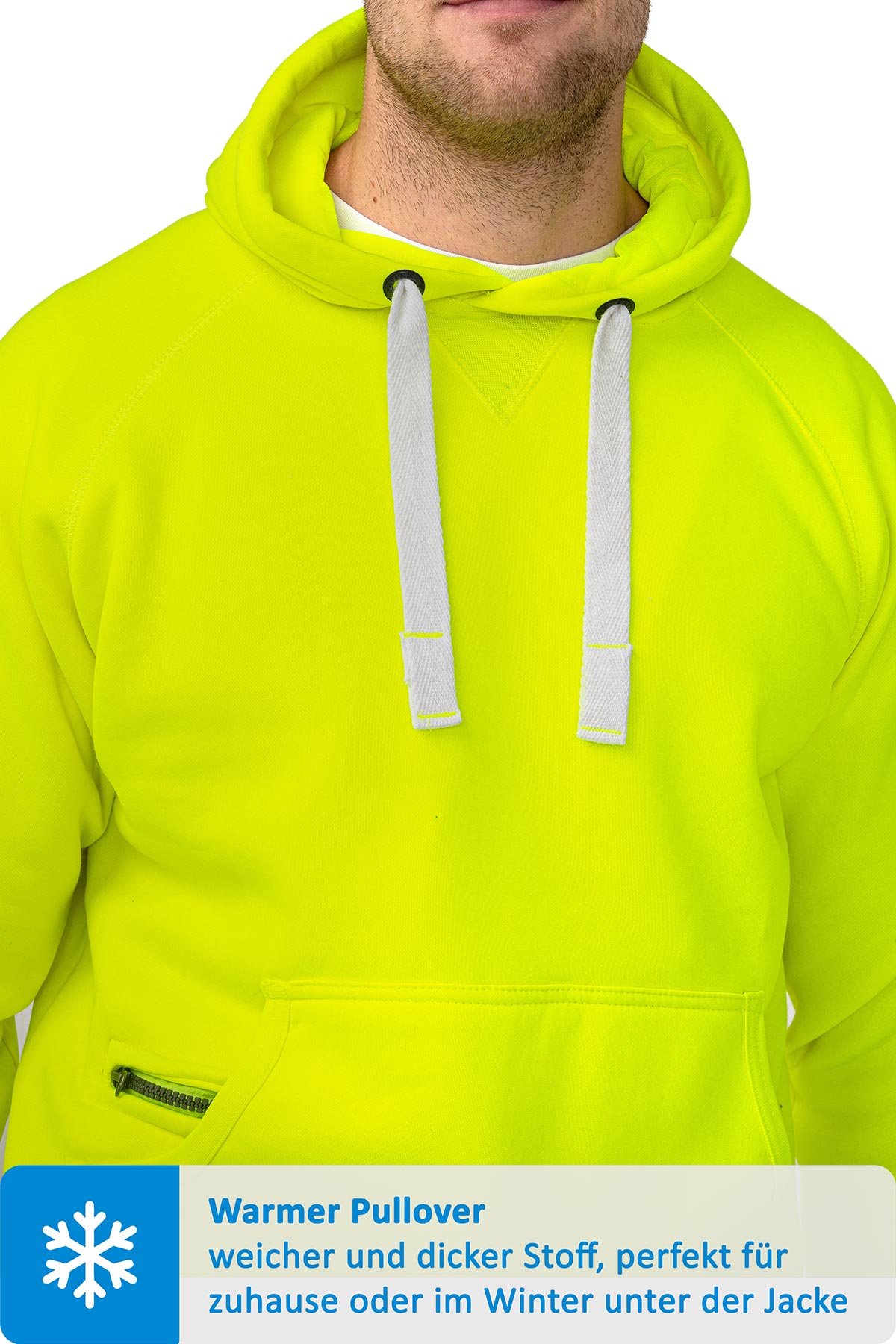 Kapuzensweatshirt mit breiten Bändeln in Neongelb