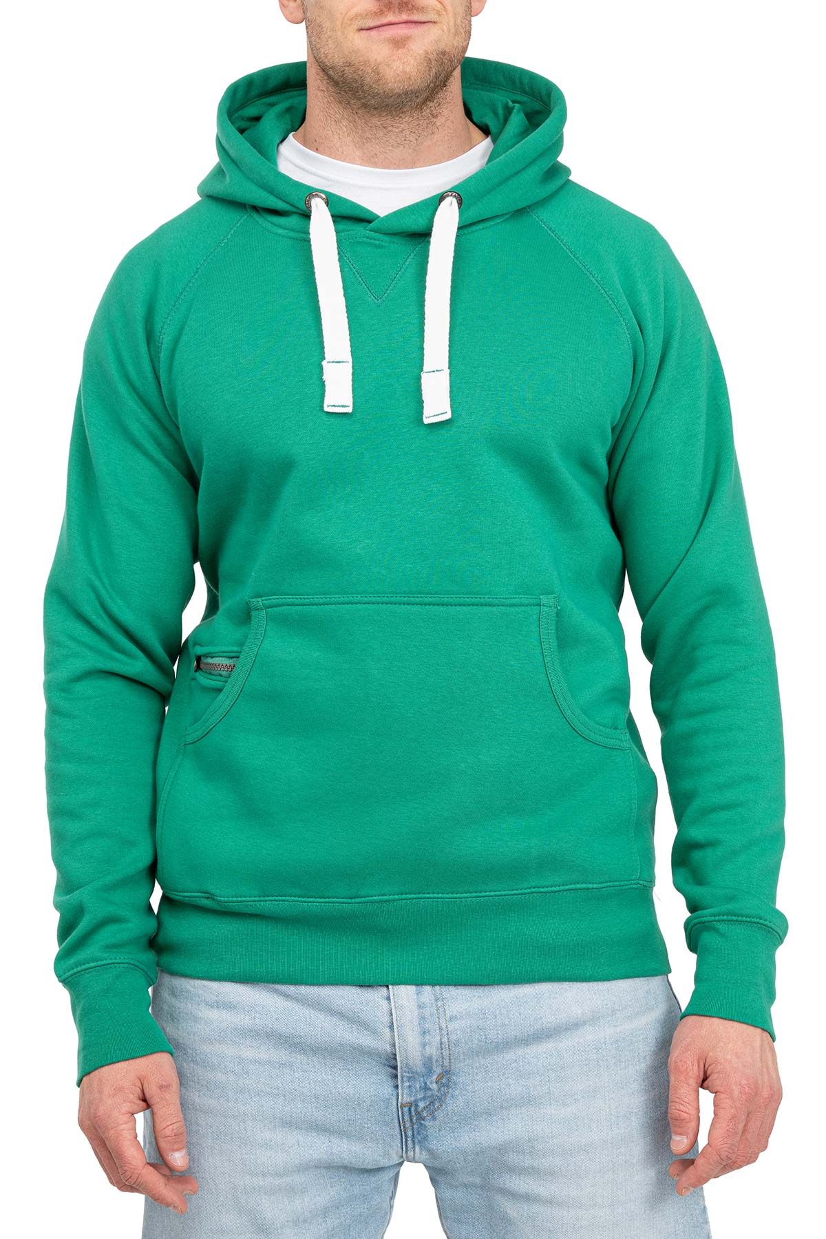 Herren Kapuzenpullover Basic in Smaragdgrün