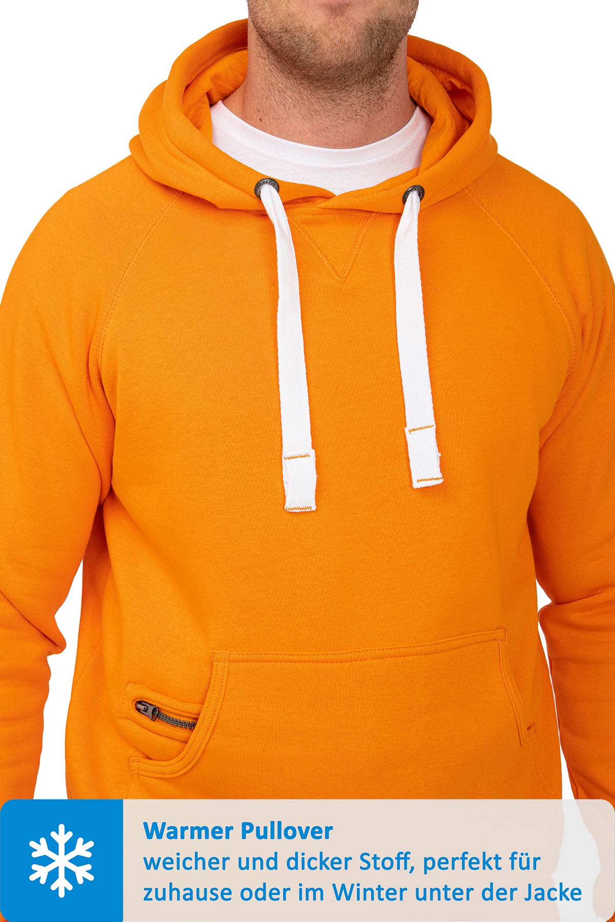 Kapuzensweatshirt mit breiten Bändeln in Orange