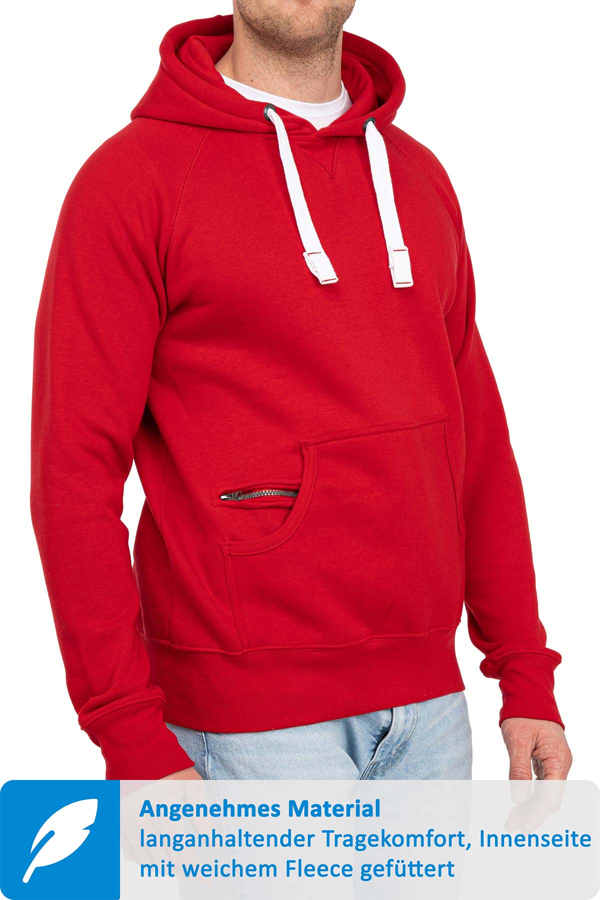Hoodie für Männer mit Fronttasche in Rot