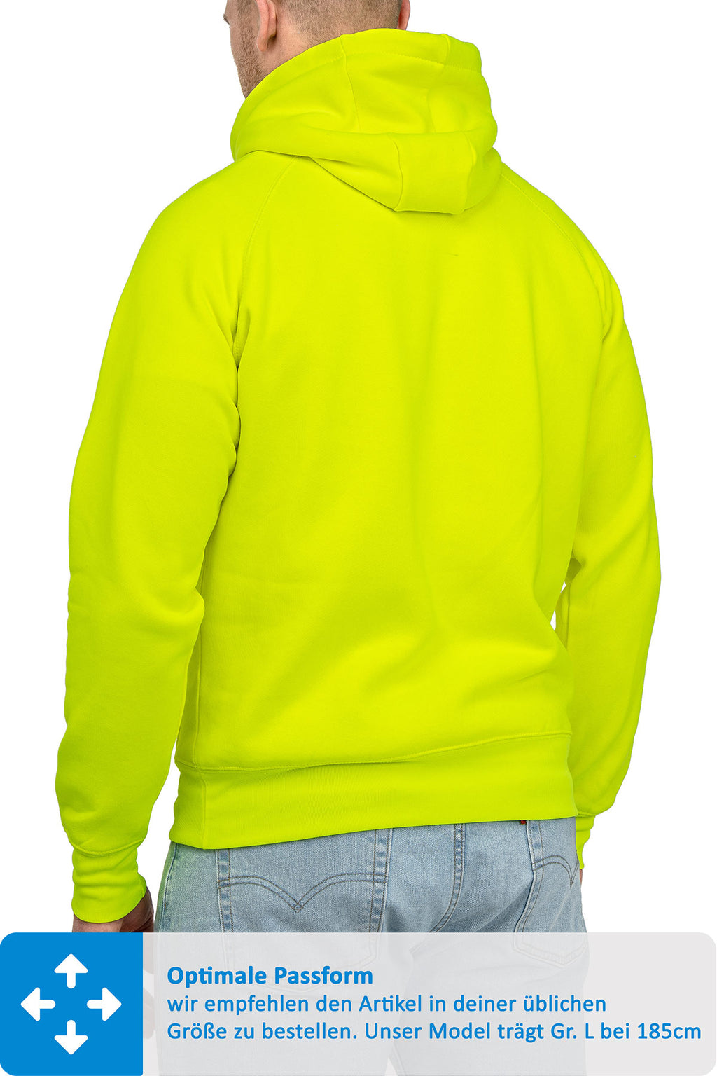 klassischer Kapuzenpullover mit gutem Schnitt in Neongelb