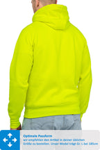 klassischer Kapuzenpullover mit gutem Schnitt in Neongelb