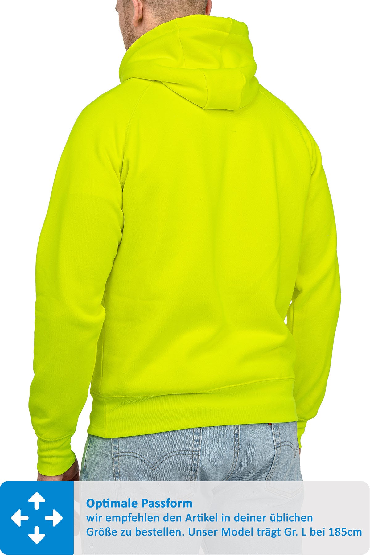 klassischer Kapuzenpullover mit gutem Schnitt in Neongelb