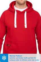 Kapuzensweatshirt mit breiten Bändeln in Rot