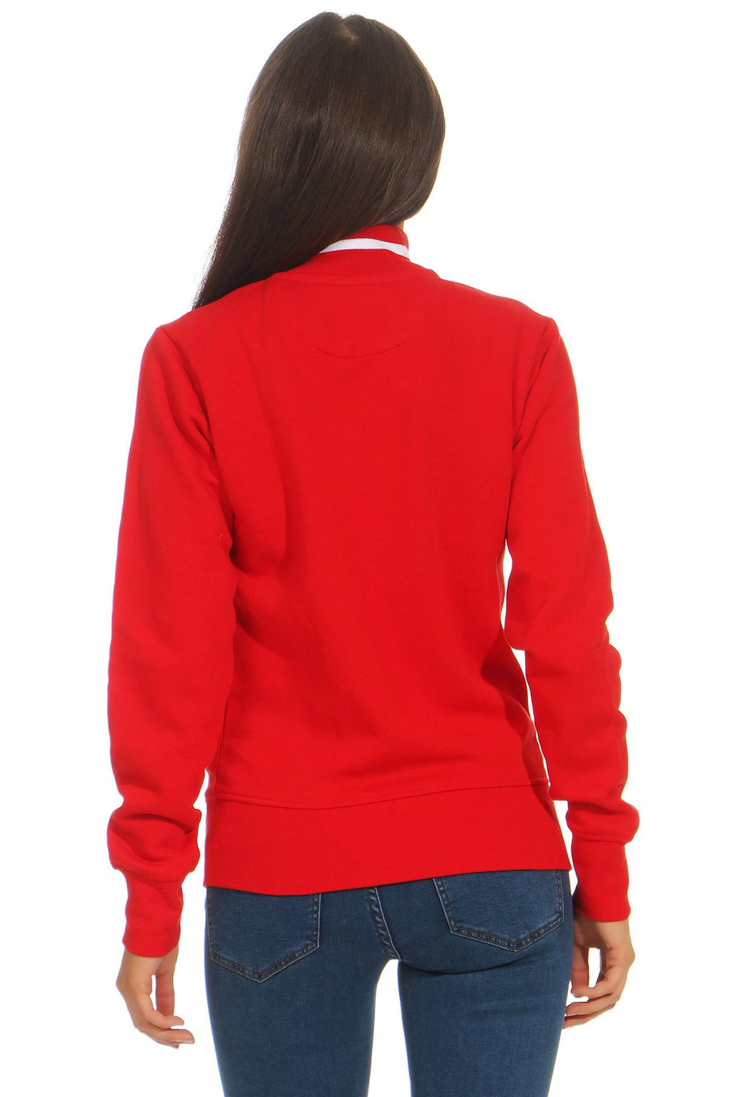 Damen Sweatjacke mit Stehkragen für Alltag & Freizeit in Rot