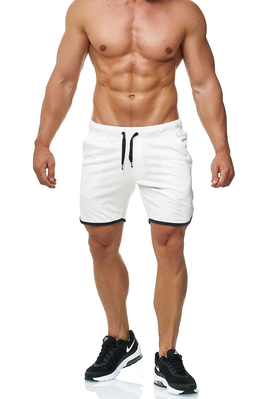 Sportliche Shorts für Männer mit Bendel in Weiß