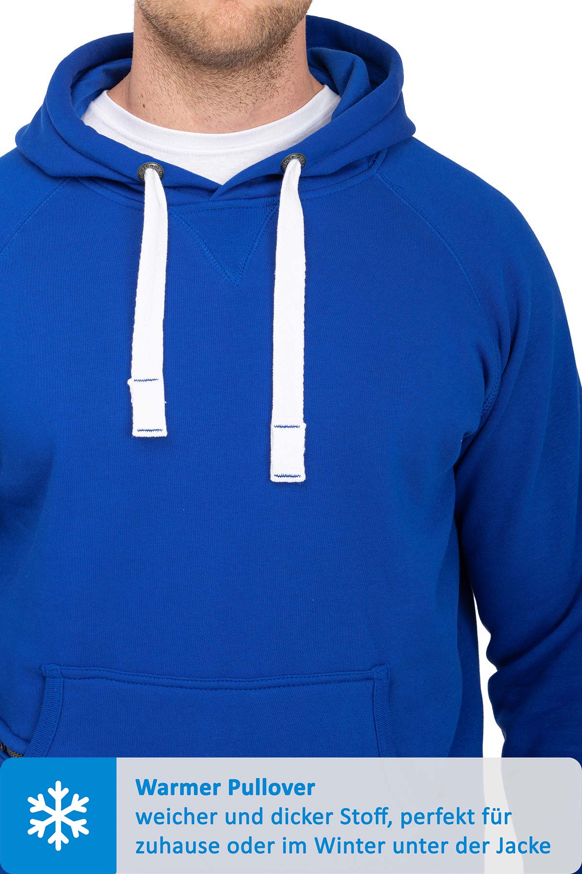 Kapuzensweatshirt mit breiten Bändeln in Blau